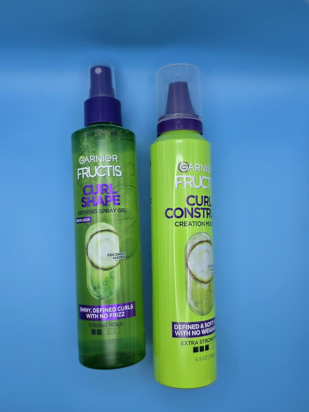 Garnier Fructis Curl Shape & Curl Construct Green and Purple Bottles